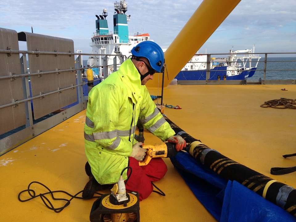 Photo: sub-sea fibre optic cable preparation Eden Optics